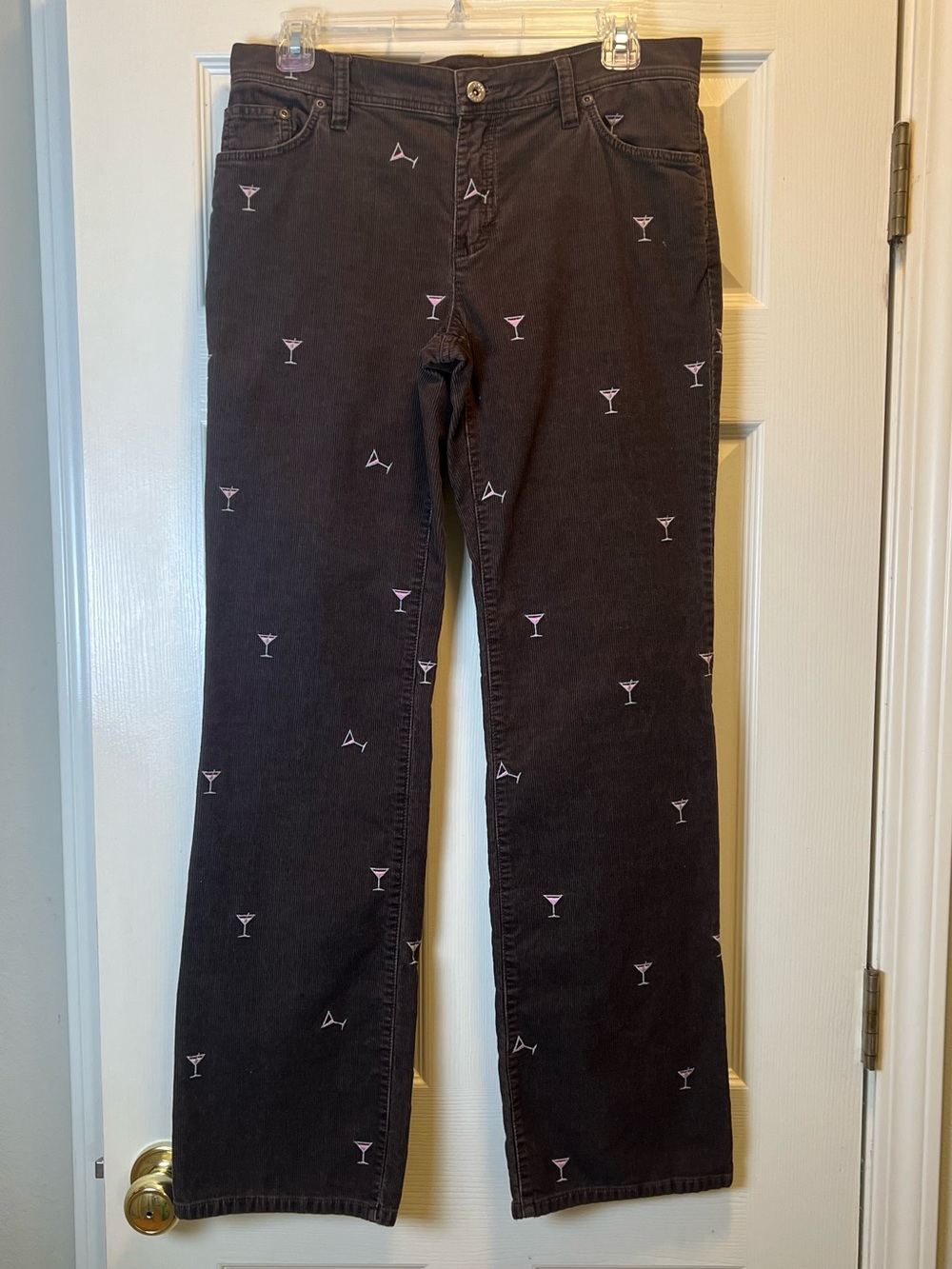 Vintage J. CREW Embroidered Martini Glasses Corduroy Pants